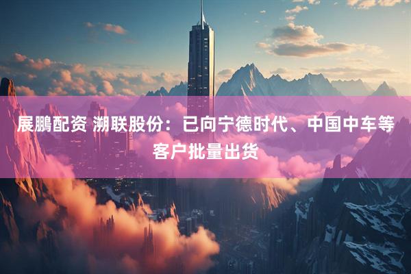 展鵬配资 溯联股份：已向宁德时代、中国中车等客户批量出货