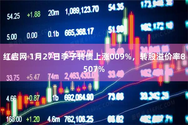红启网 1月27日李子转债上涨009%，转股溢价率8507%